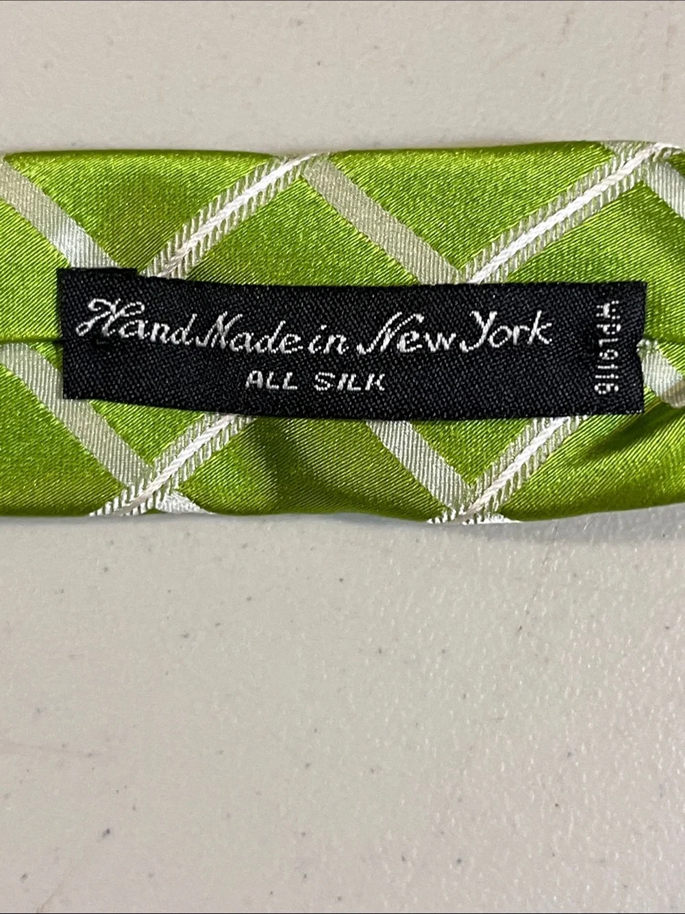 Men's Lime Green Windowpane Tie with White Grid